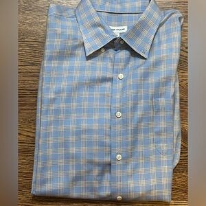 Peter Millar Blue and White Plaid Casual Button Down Shirt